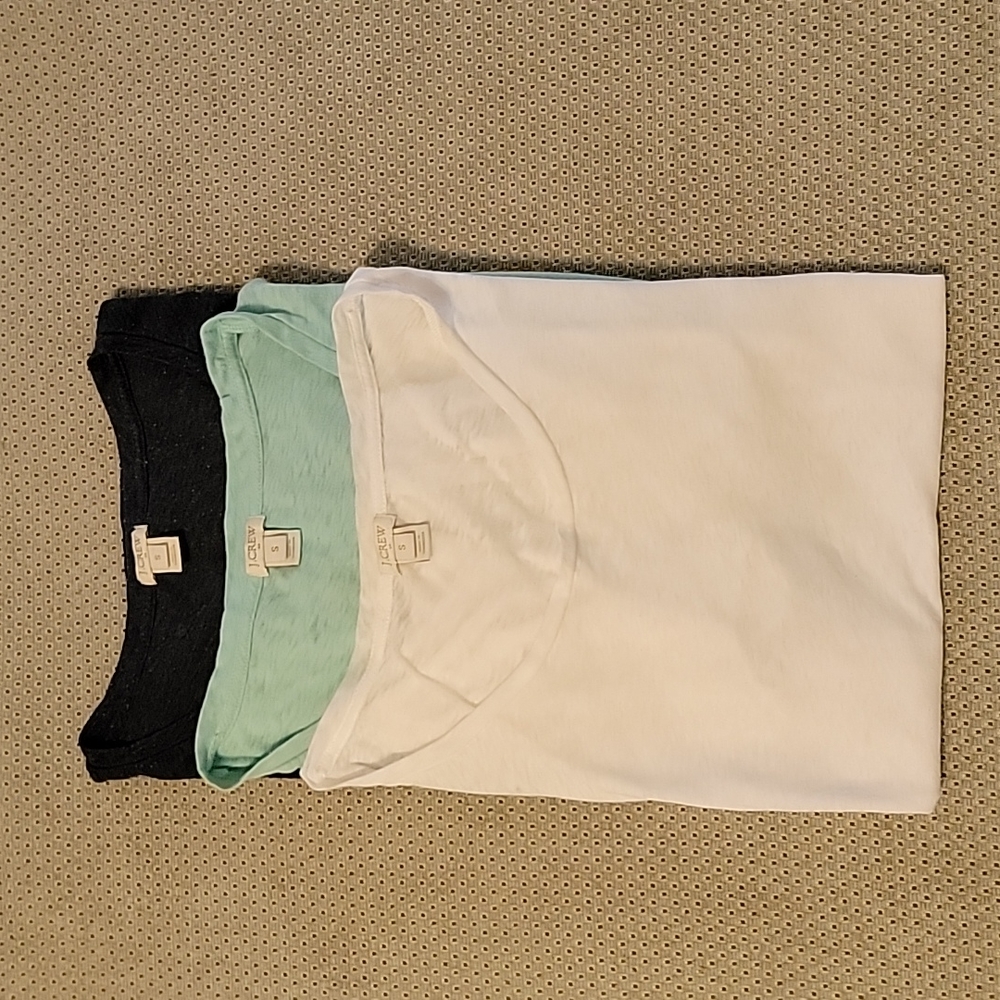 EUC J.Crew Set of 3 Tissue Tees- Navy, Mint & White- Size: S